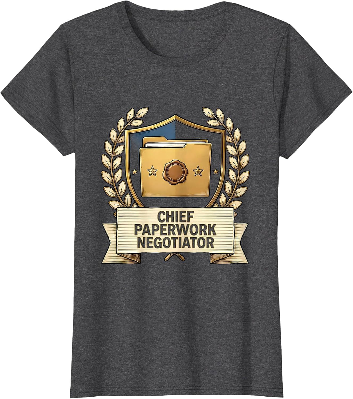 Women's Chief Paperwork Negotiator Funny Social Worker Humor T-Shirt - Dark Heather Grey