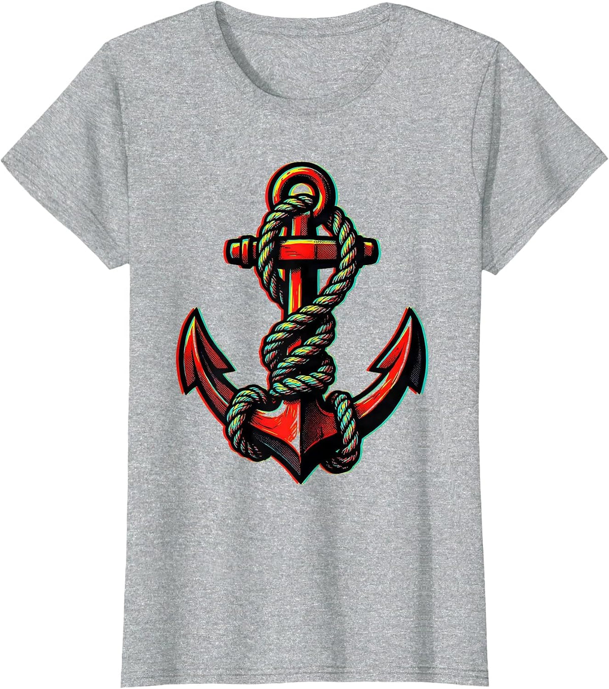 Women's Anchor Rope Knot Nautical Illustration T-Shirt - Heather Grey