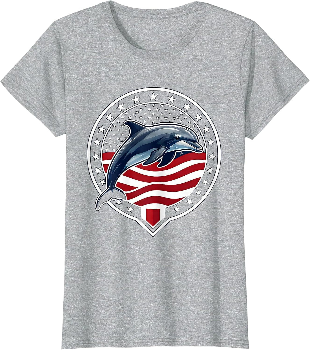 Bottlenose Dolphin Leaping Gulf of America T-Shirt - Heather Grey