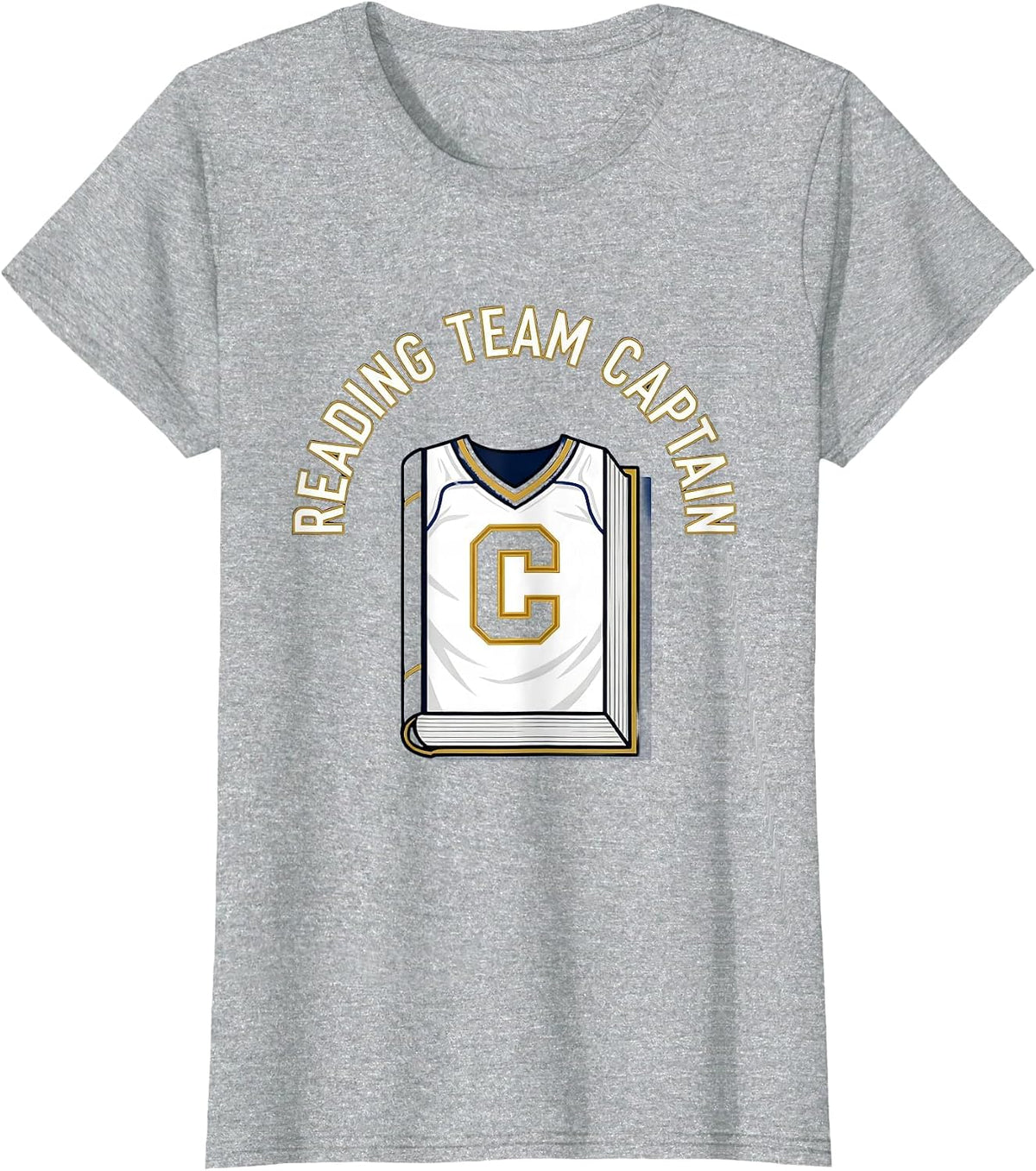 Women's Reading Is My Favorite Sport Team Captain Design T-Shirt - Heather Grey