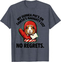 My Guinea Pig's On Santa's Naughty List, No Regrets Funny T-Shirt - Heather Blue