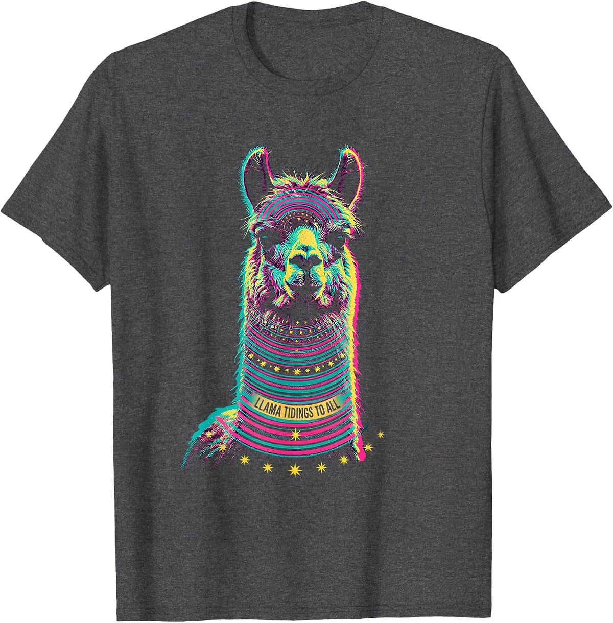 Llama Tidings To All Funny Alpaca Lover Christmas Humor T-Shirt - Dark Heather Grey