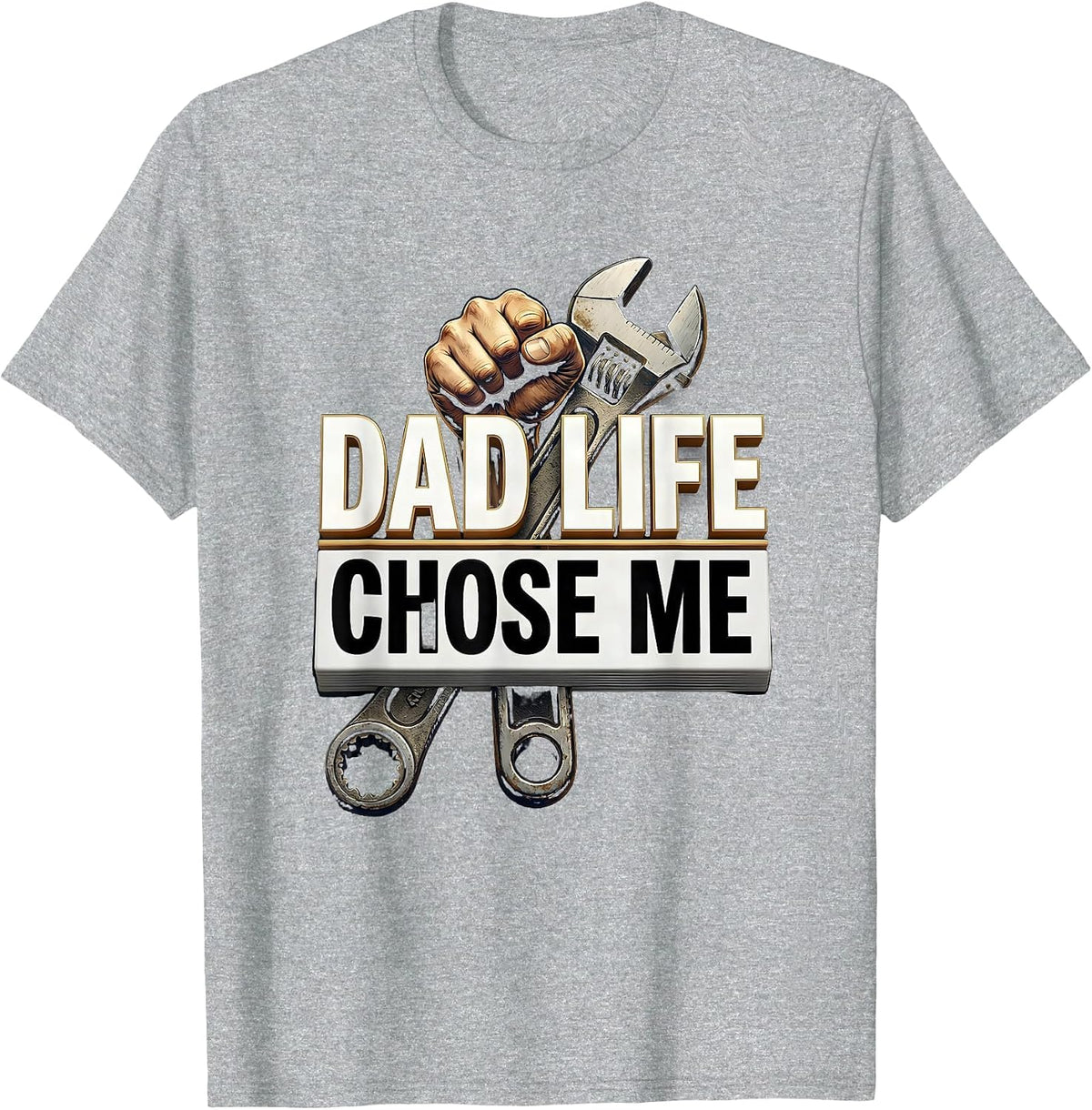 Men's Dad Life Chose Me Funny Father Design T-Shirt - Heather Grey