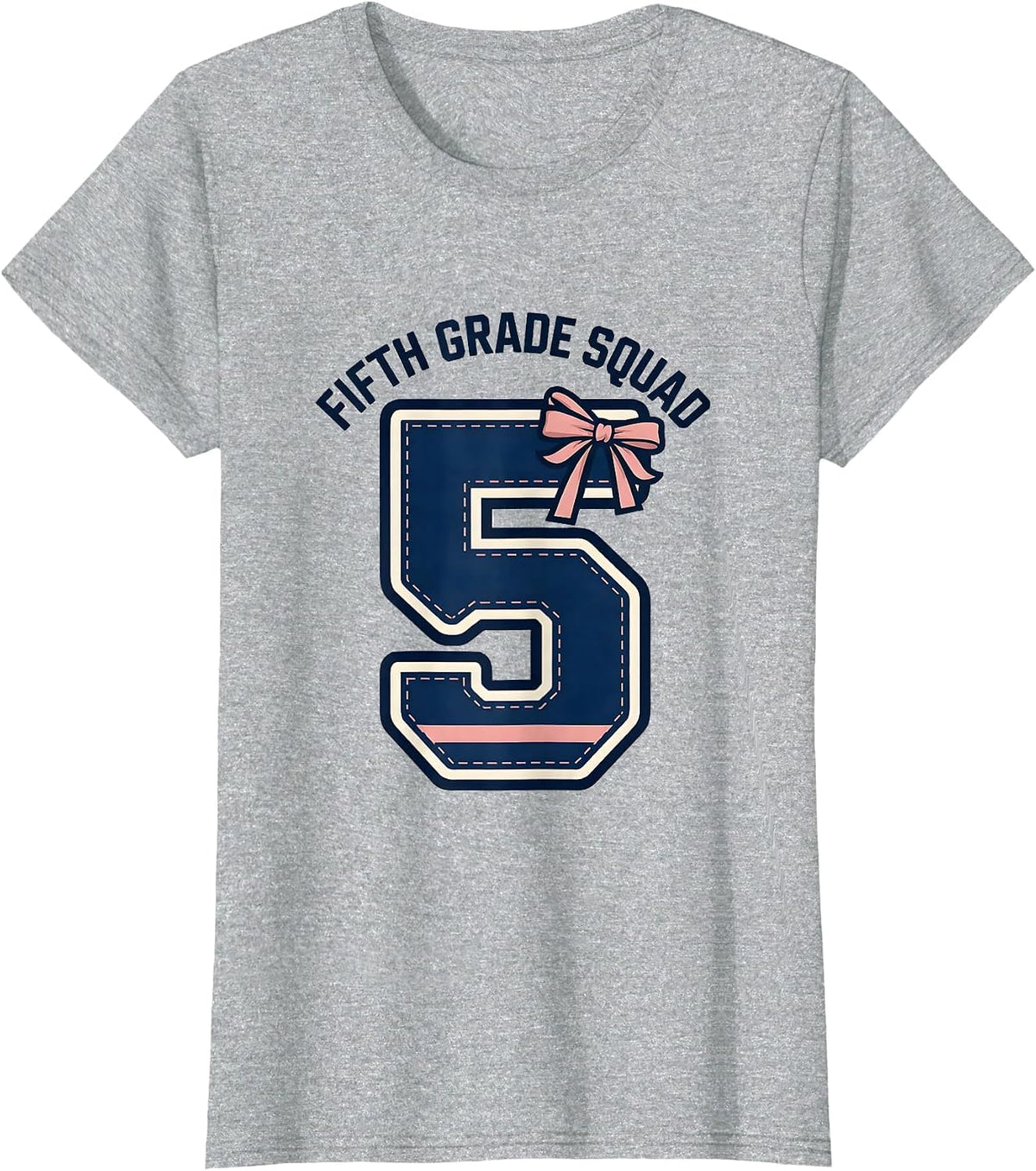 Women's Fifth Grade Squad Coquette Bow Back To School Girly Preppy T-Shirt - Heather Grey