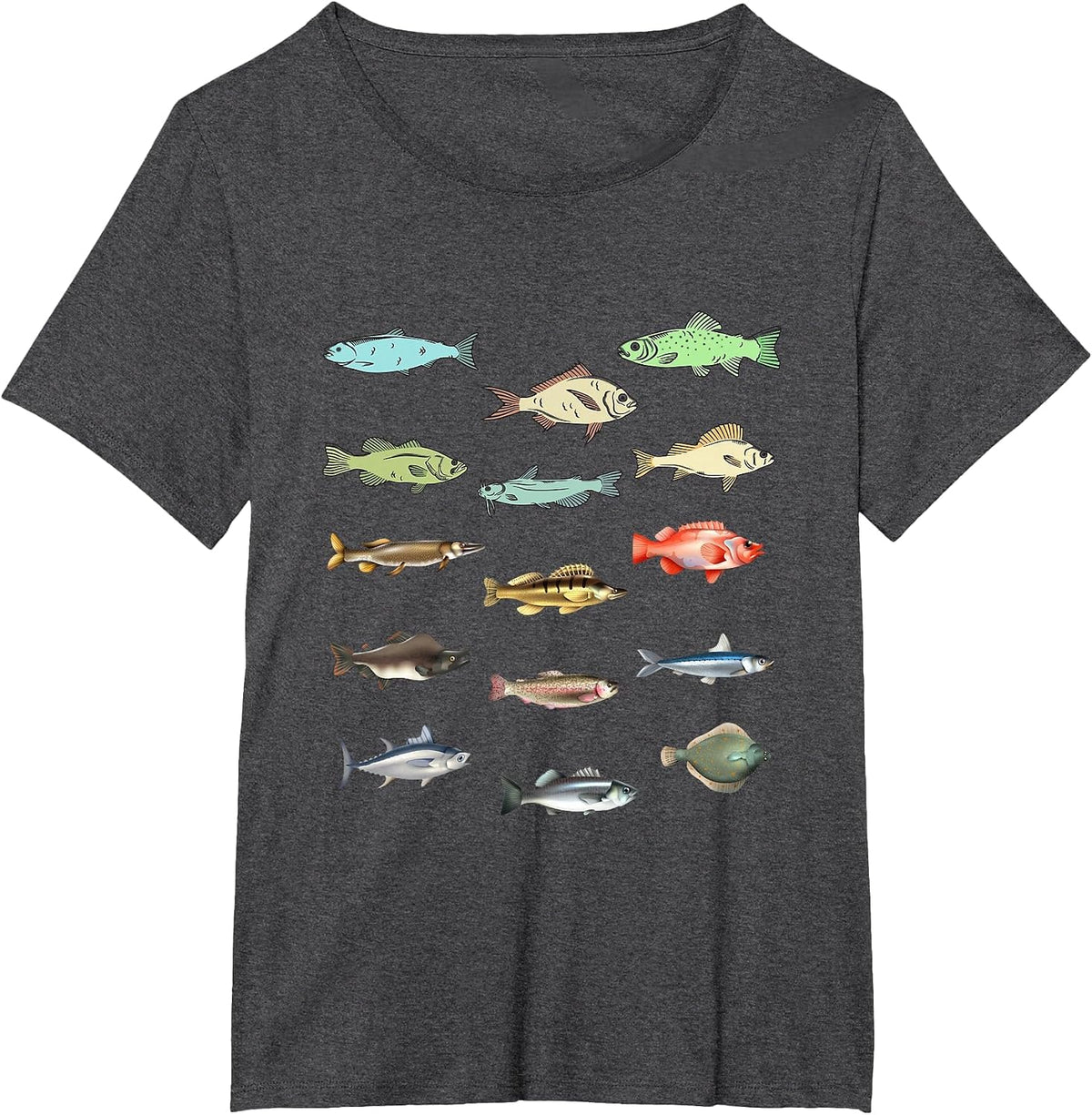 Freshwater Fish Angling Species Fishermen T-Shirt - Dark Heather Grey