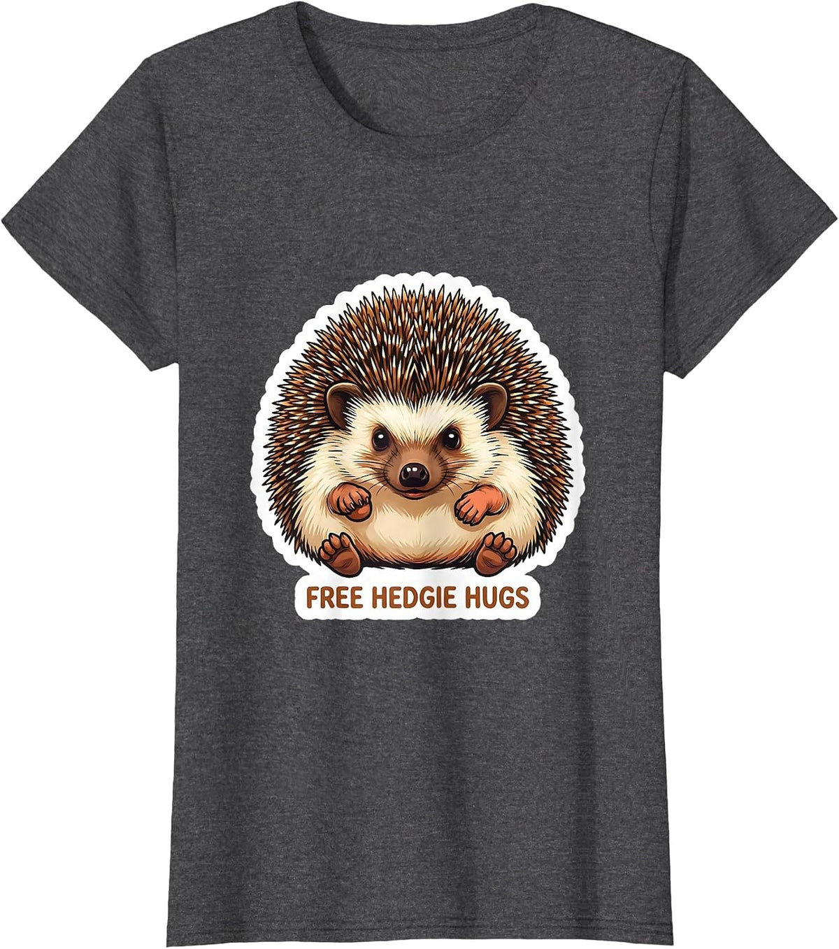Women's Free Hedgie Hugs Funny Hedgehog Lover Cute Animal Humor T-Shirt - Dark Heather Grey