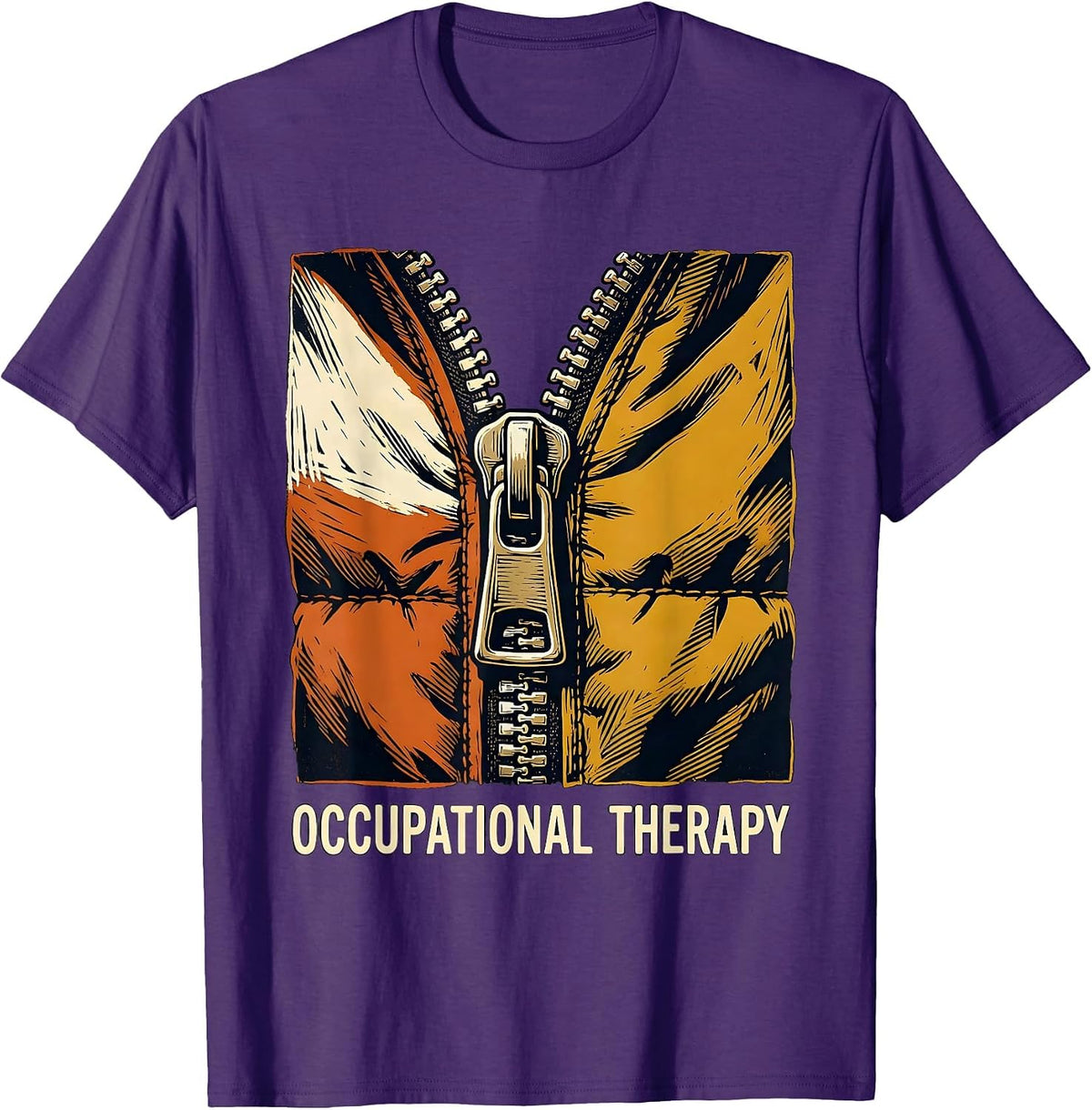 Men's Occupational Therapy Retro Linocut OT Month Gift T-Shirt - Purple