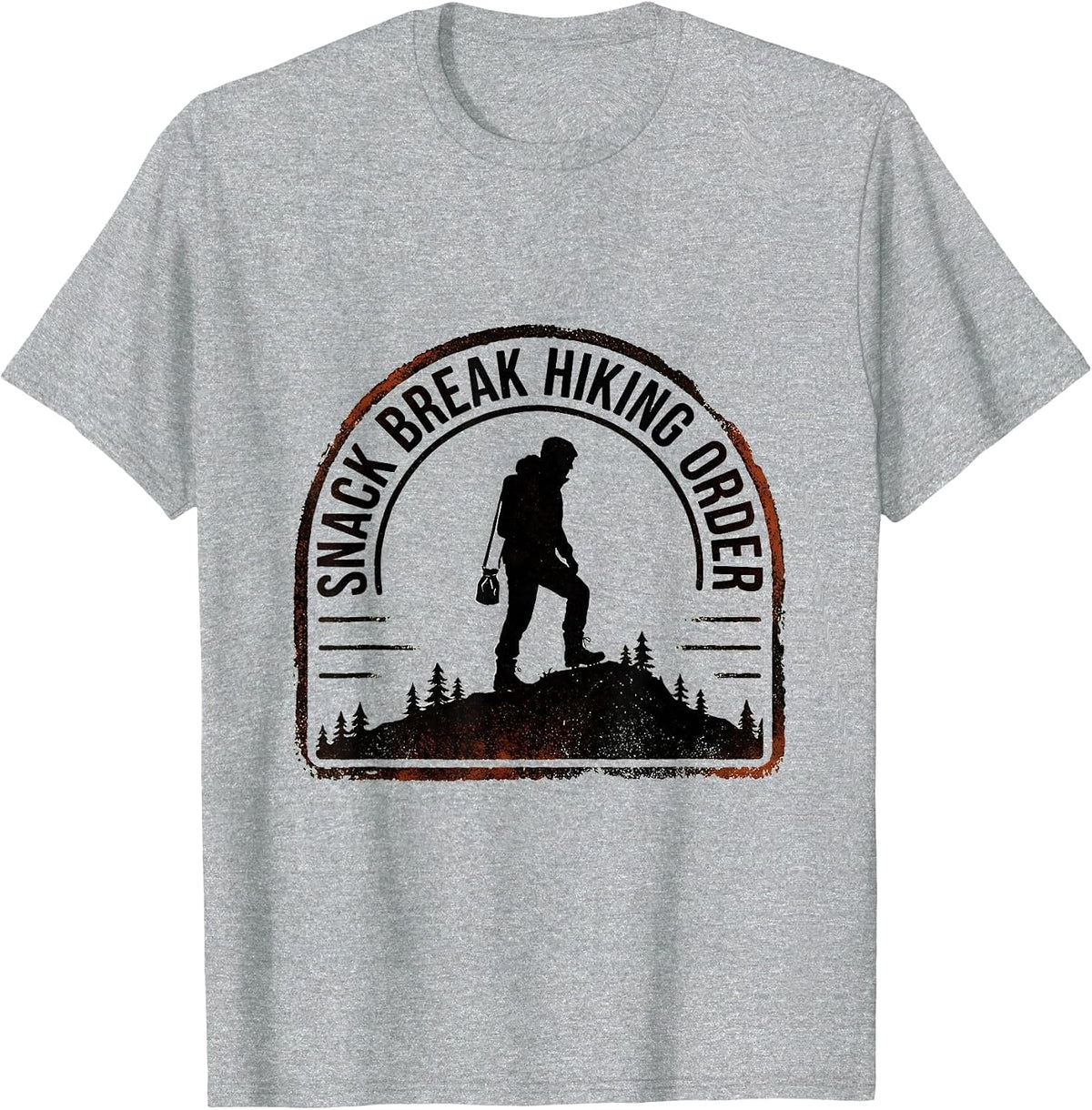 Men's Snack Break Hiking Order Funny Hiker Outdoor Humor T-Shirt - Heather Grey
