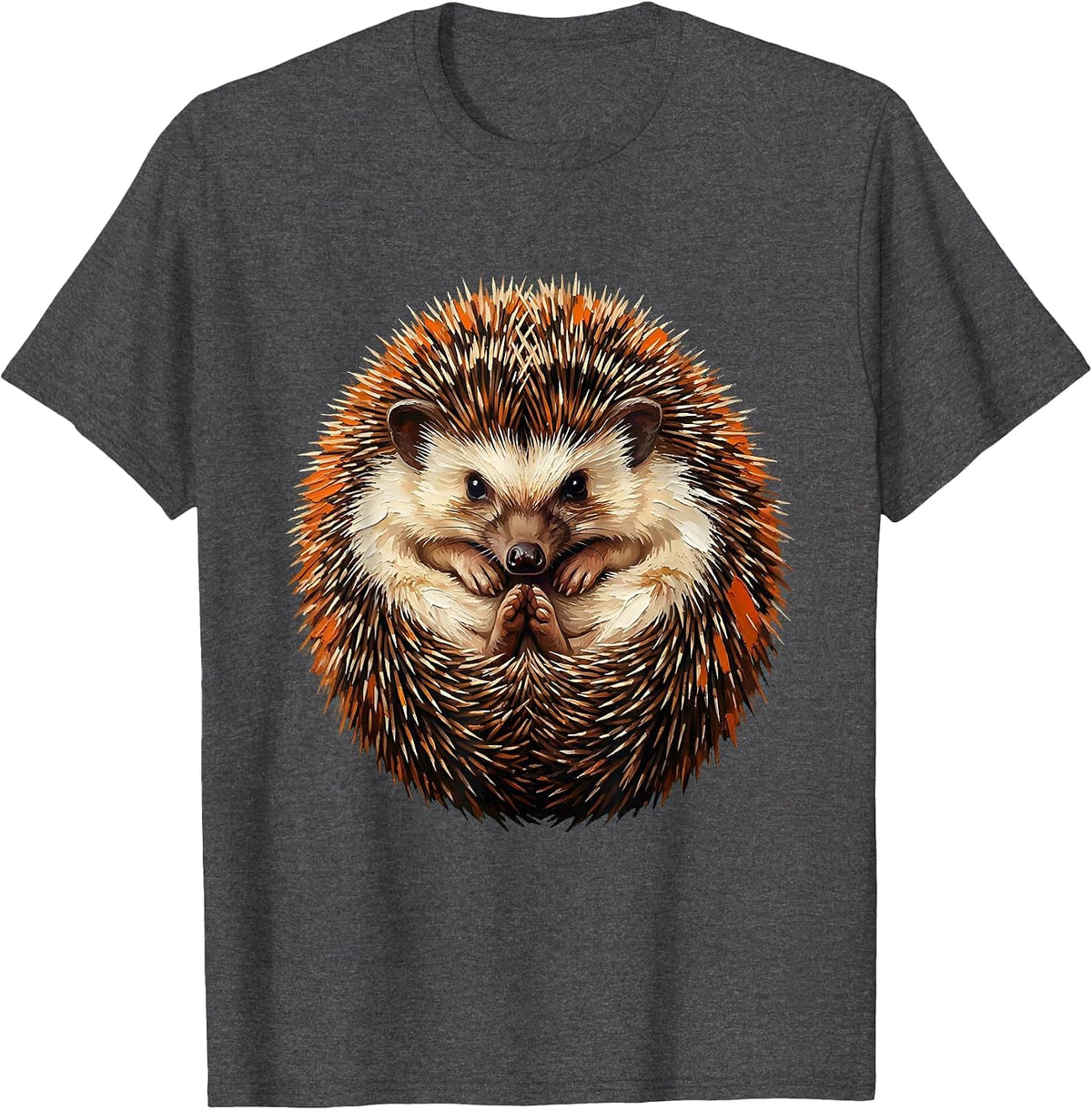 Men's Curled Hedgehog Cute Animal Lover Novelty Humor T-Shirt - Dark Heather Grey