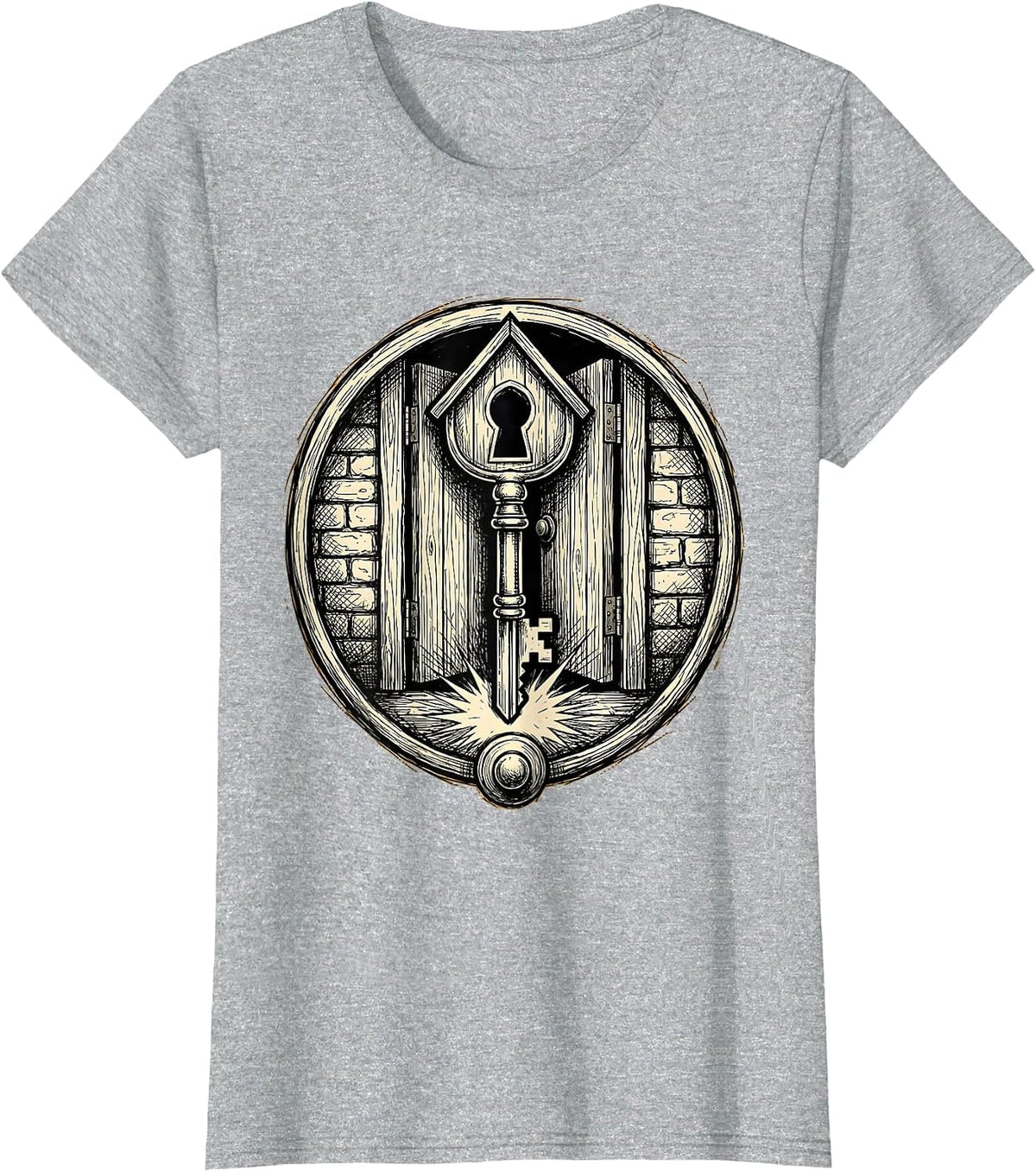 Women's Sped Teacher Giant Key Unlocking School Door T-Shirt - Heather Grey