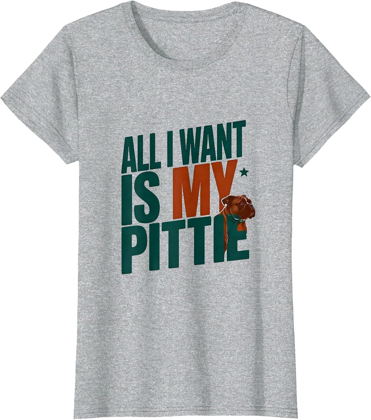 Women's All I Want Is My Pittie Funny Pitbull Lover Merry Pitmas T-Shirt - Heather Grey