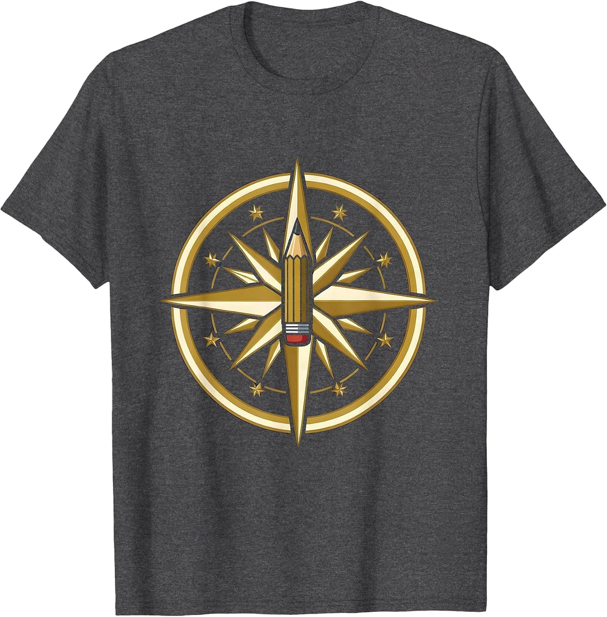 SPED Teacher Compass Rose Pencil North Arrow Design T-Shirt - Dark Heather Grey