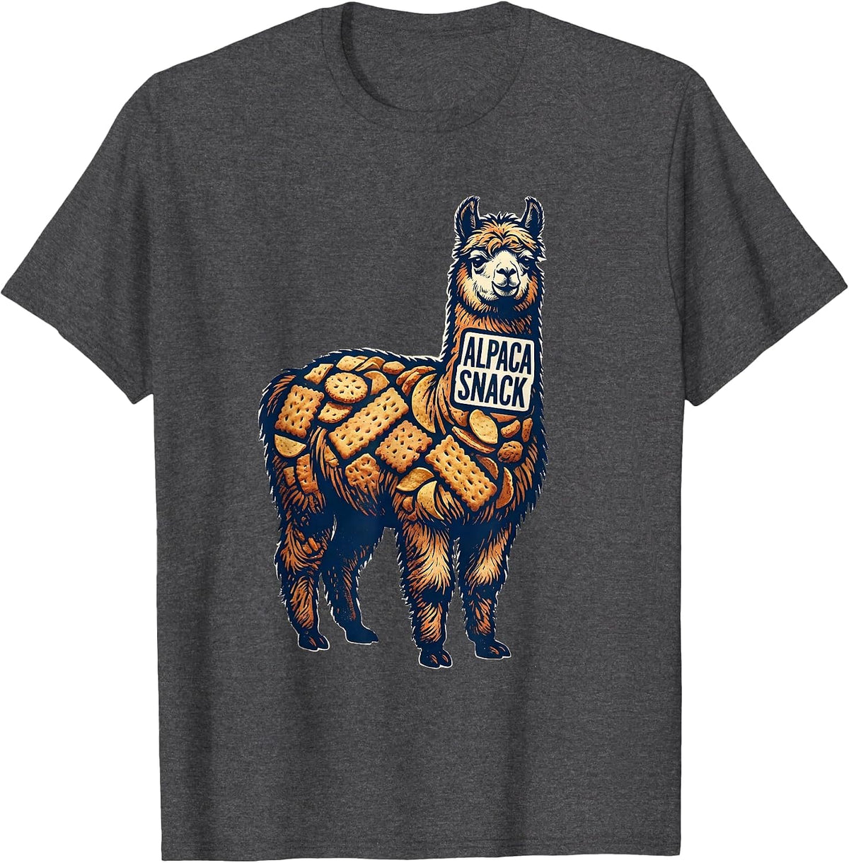 Alpaca Snack Funny Alpaca Lover Animal Humor Novelty T-Shirt - Dark Heather Grey