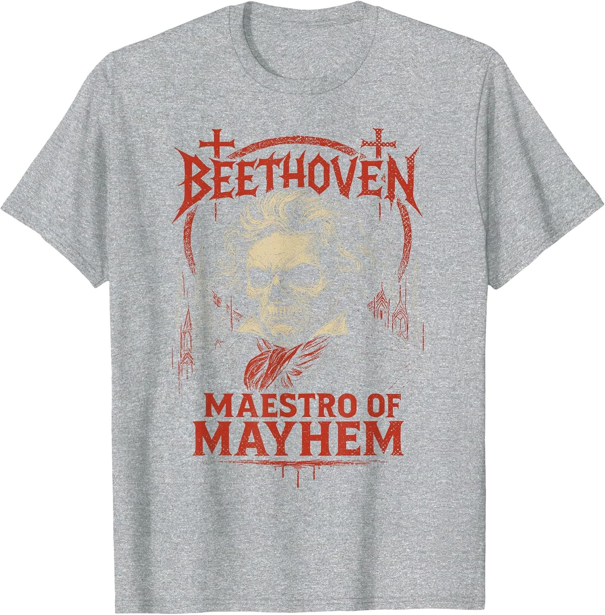 Ludwig Van Beethoven Classical Music Composer Death Metal T-Shirt - Heather Grey