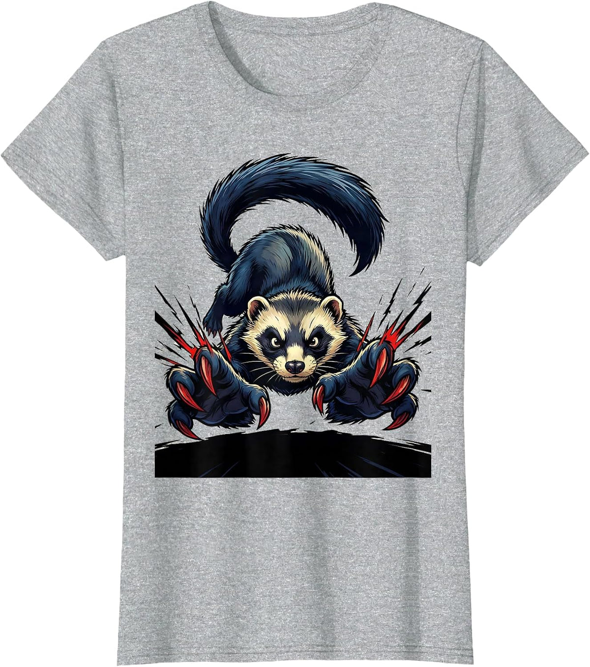 Ferret War Dance Cartoon Ferret Lover Humor T-Shirt - Heather Grey