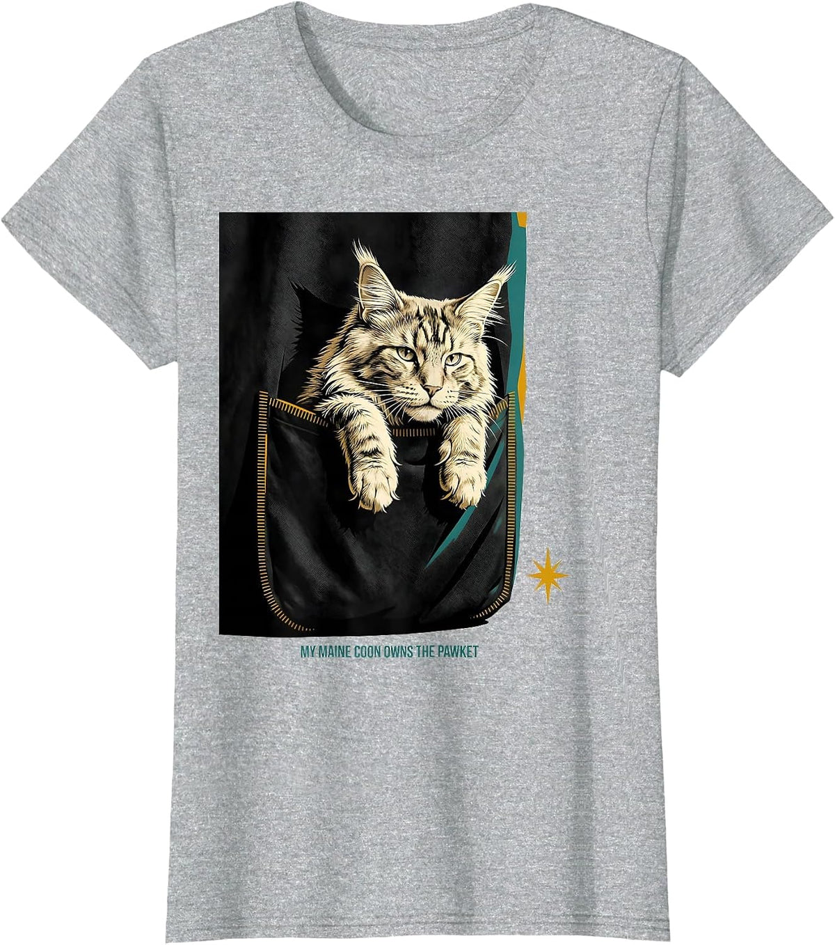 My Maine Coon Owns The Pawket Cute Cat Lover Midcentury T-Shirt - Heather Grey