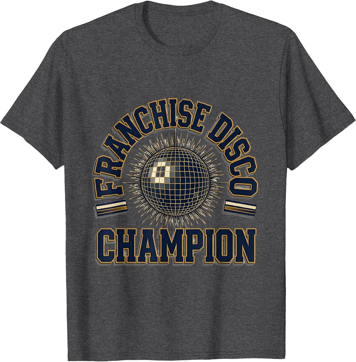 Franchise Disco Champion Retro 70s Disco Party Costume T-Shirt - Dark Heather Grey