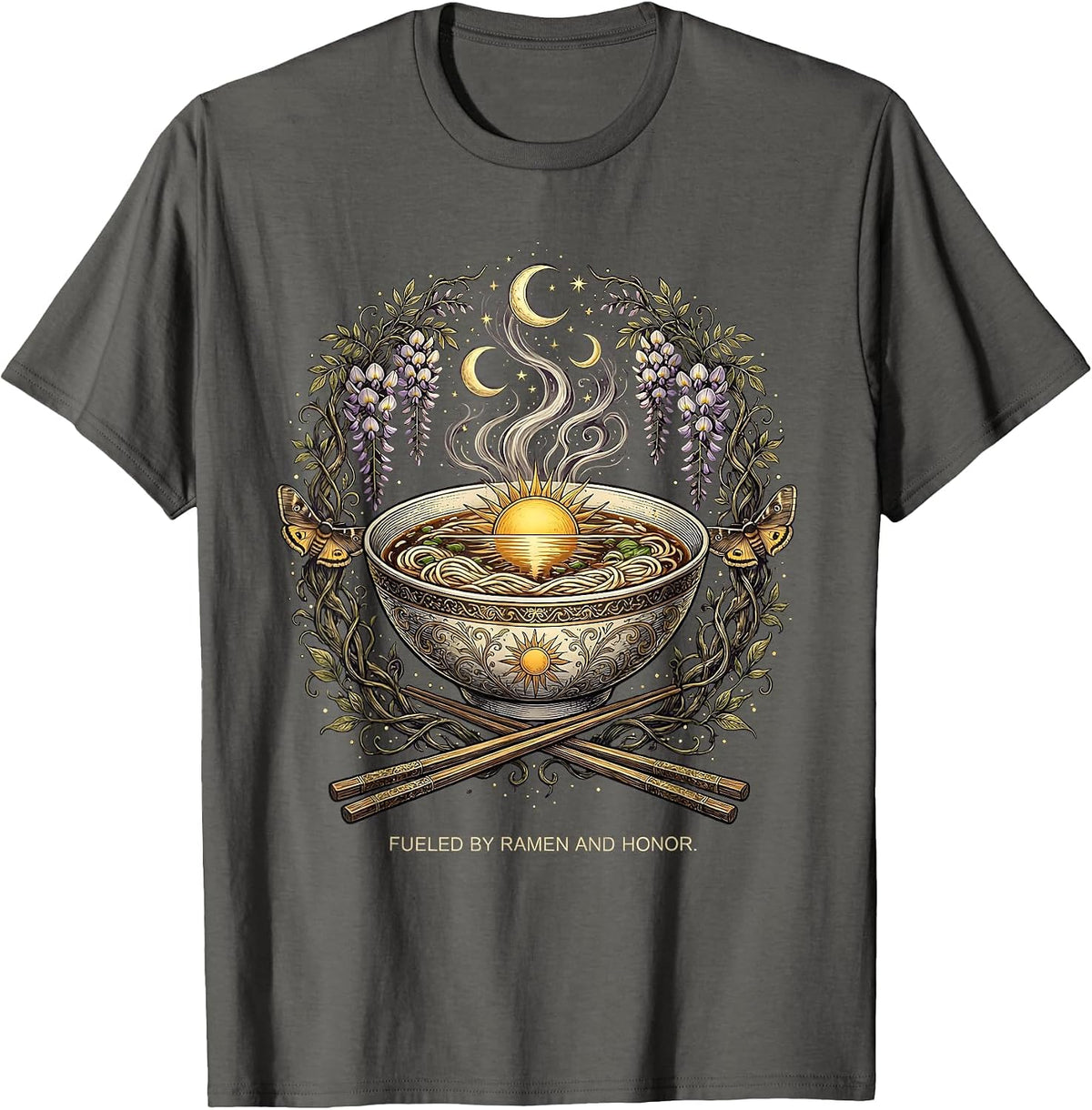 Men's Fueled by Ramen and Honor Japanese Design T-Shirt - Asphalt Grey