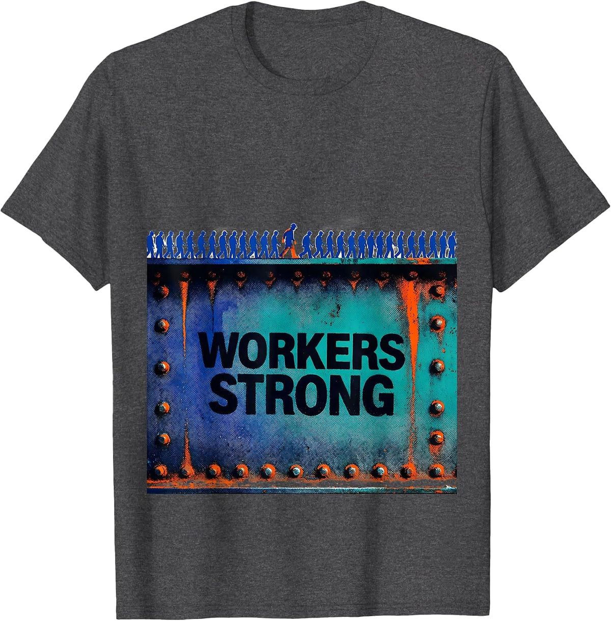 Men's Workers Strong Risograph Union Worker Solidarity Pride Labor T-Shirt - Dark Heather Grey
