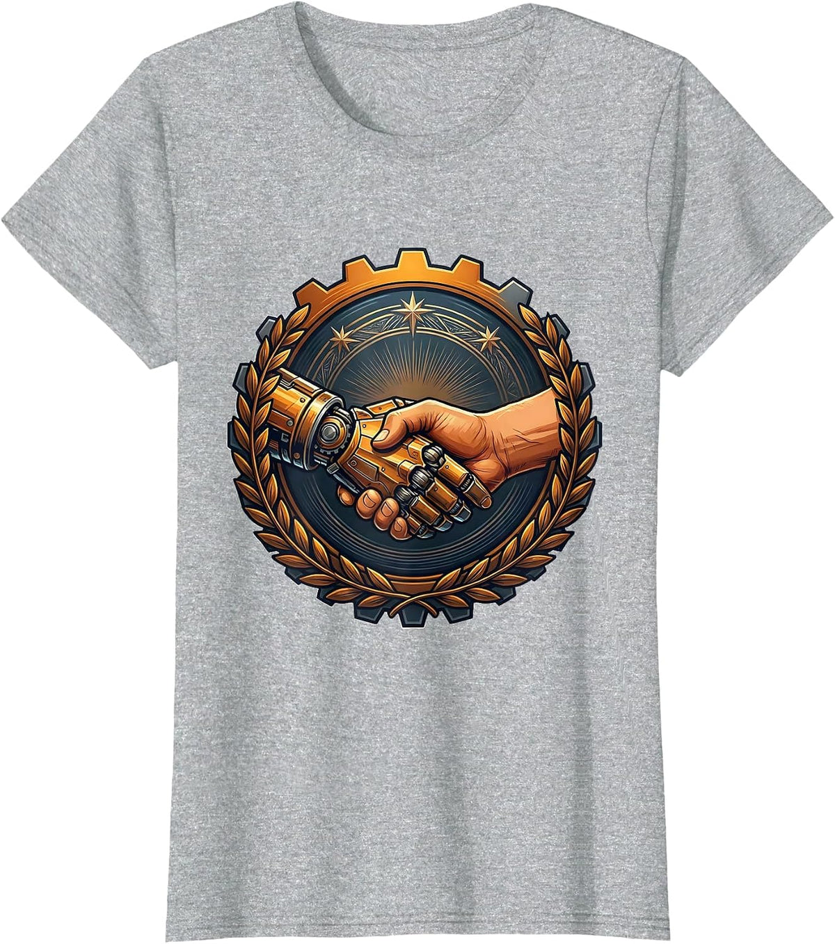 Occupational Therapy Robot and Human Handshake T-Shirt - Heather Grey