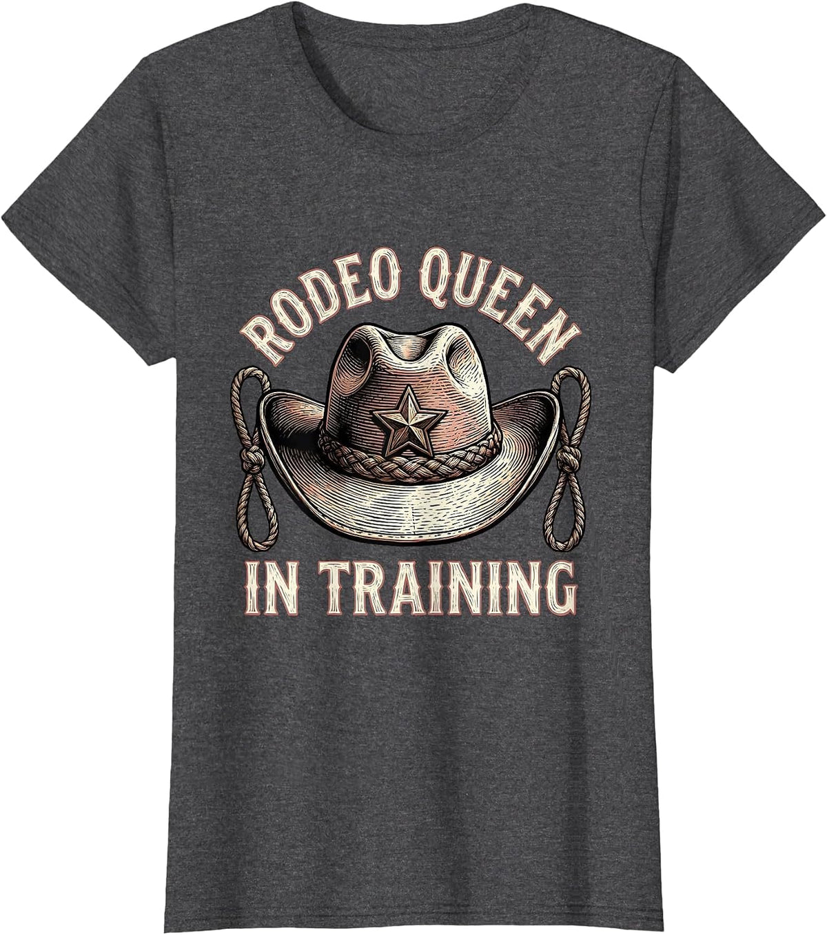 Women's Rodeo Queen In Training Girls Cowgirl Design T-Shirt - Dark Heather Grey