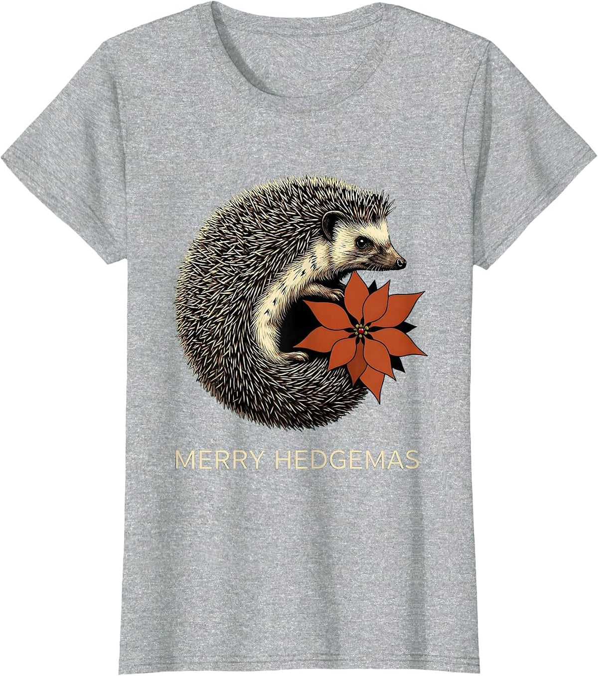 Women's Merry Hedgemas Cute Hedgehog Christmas Humor Gift for Kids T-Shirt - Heather Grey