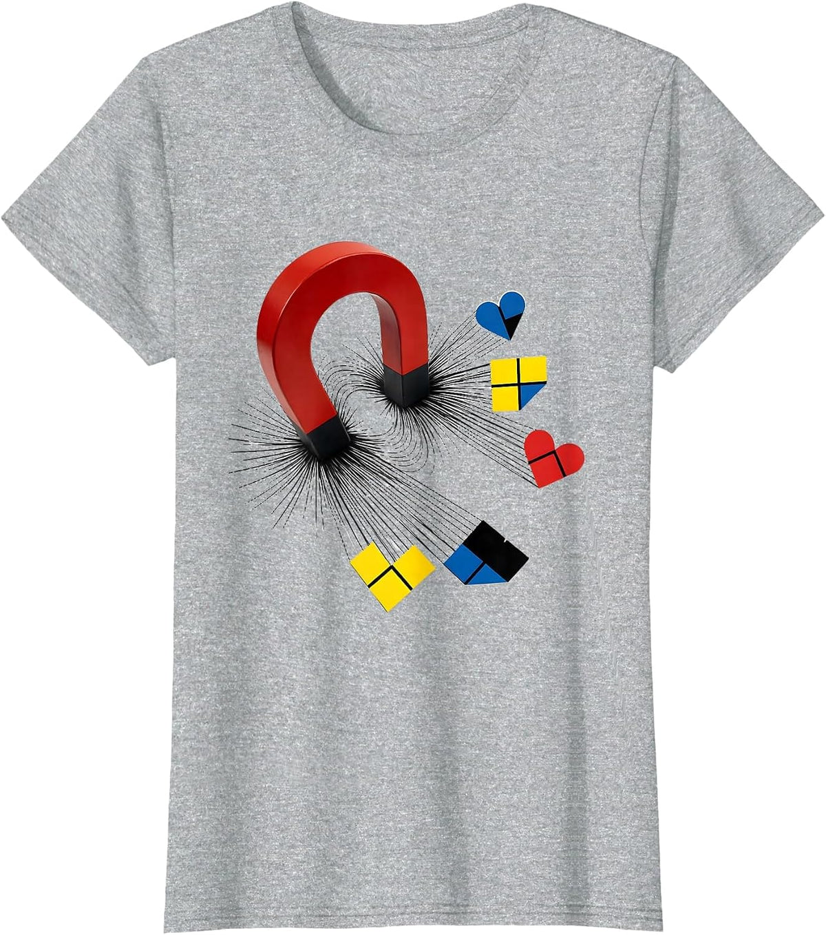 Women's Rizz Em With The Tism Magnet Hearts Graphic T-Shirt - Heather Grey