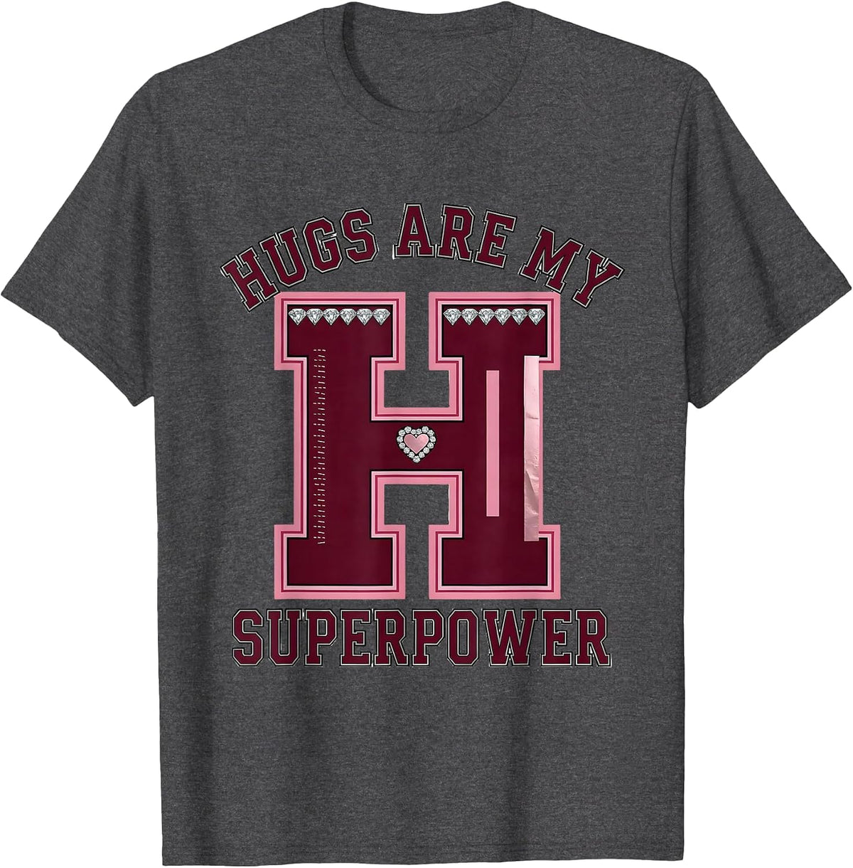 Hugs Are My Superpower Daycare Teacher Design T-Shirt - Dark Heather Grey