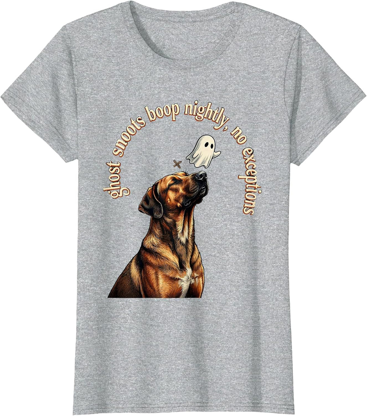 ghost snoots boop nightly, no exceptions Funny Dog Mom T-Shirt - Heather Grey