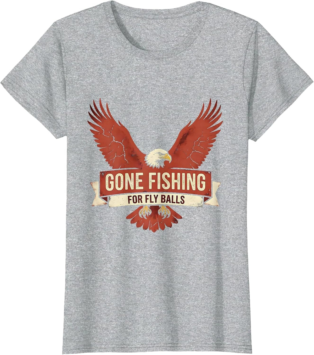 Gone Fishing for Fly Balls Baseball Design T-Shirt - Heather Grey