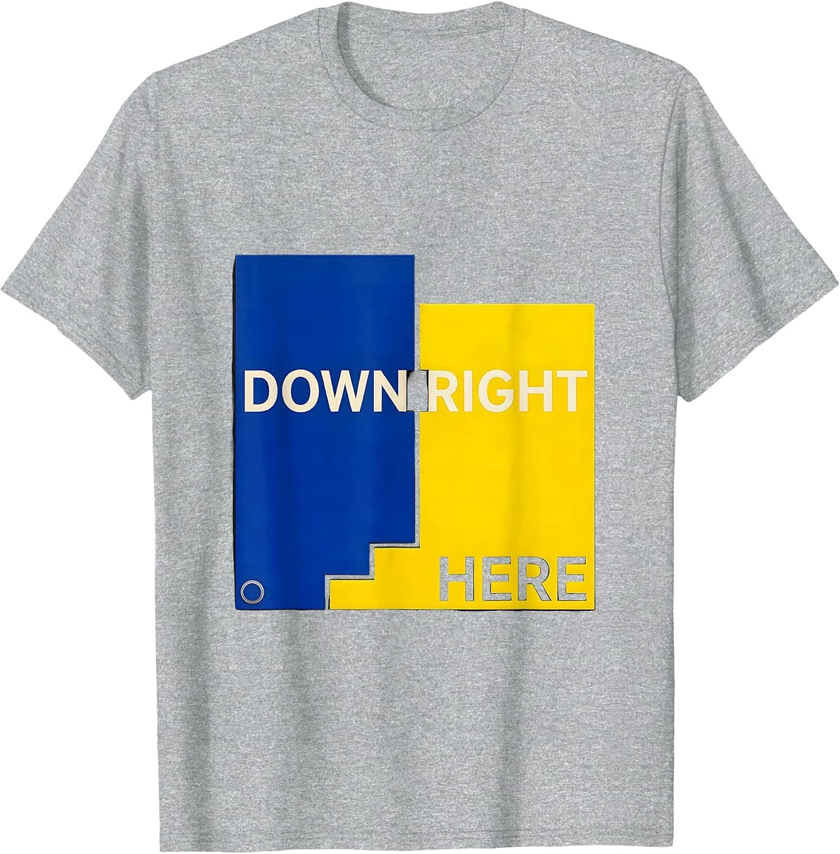 Men's Down Right Here Heartfelt Down Syndrome Awareness Family T-Shirt - Heather Grey