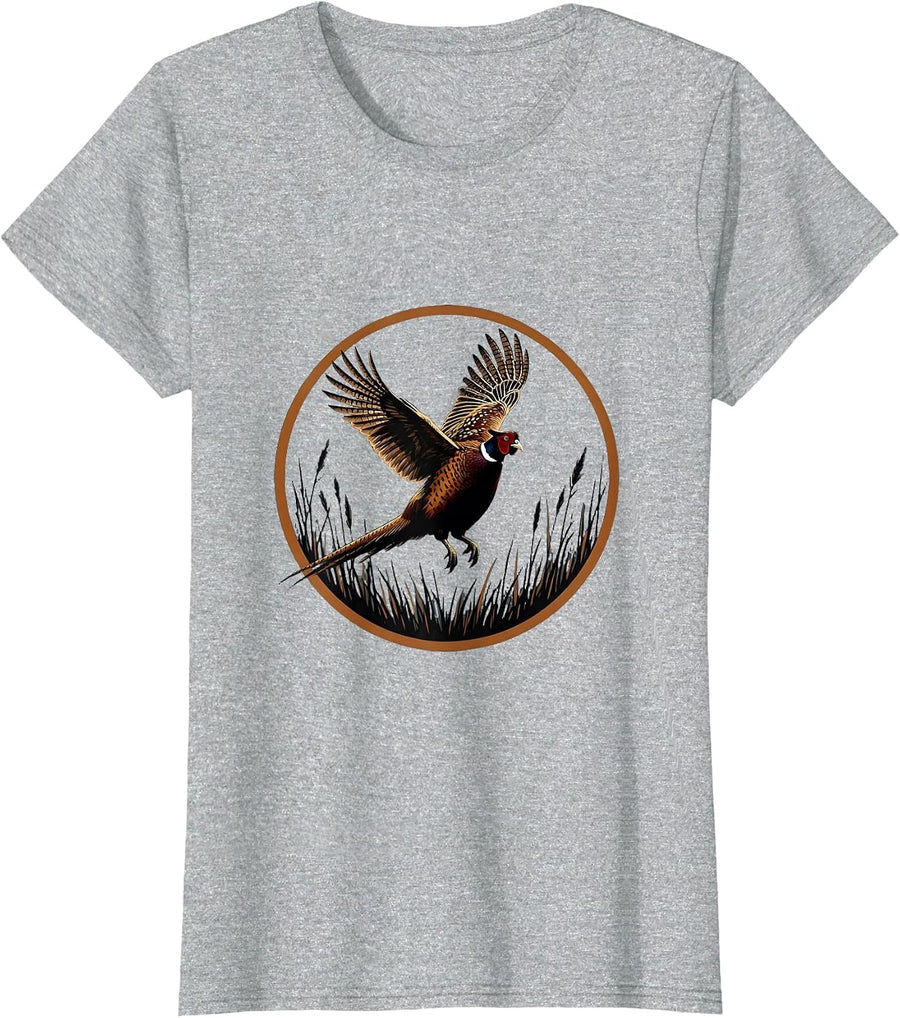 Pheasant Flush Fall Hunting Graphic T-Shirt - Heather Grey