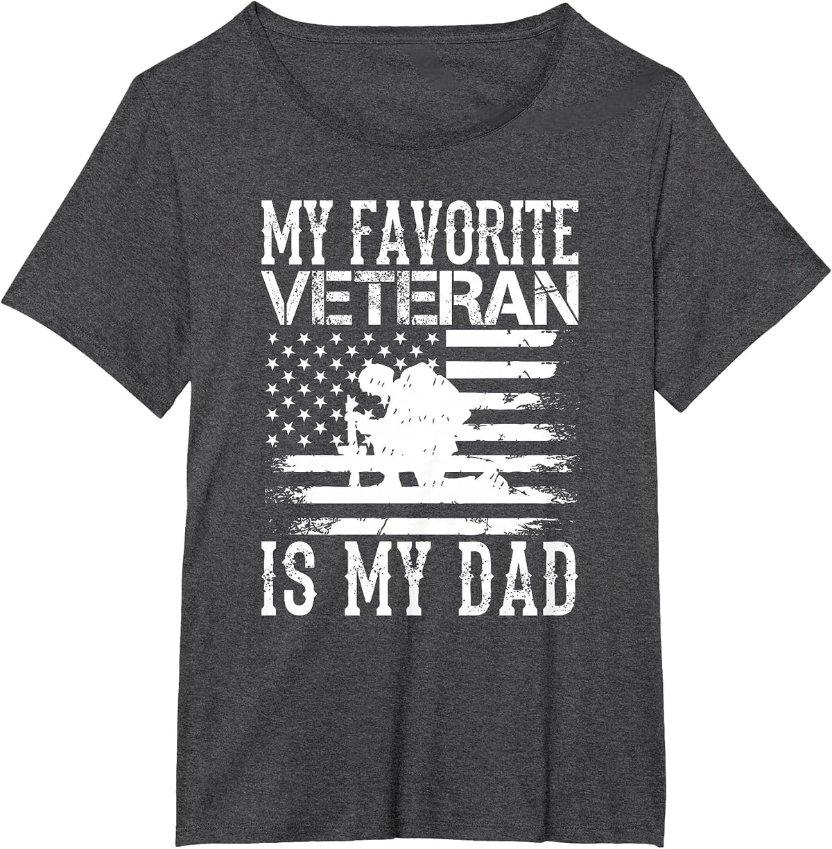 My Favorite Veteran is My Dad Military Veterans Day T-Shirt - Dark Heather Grey