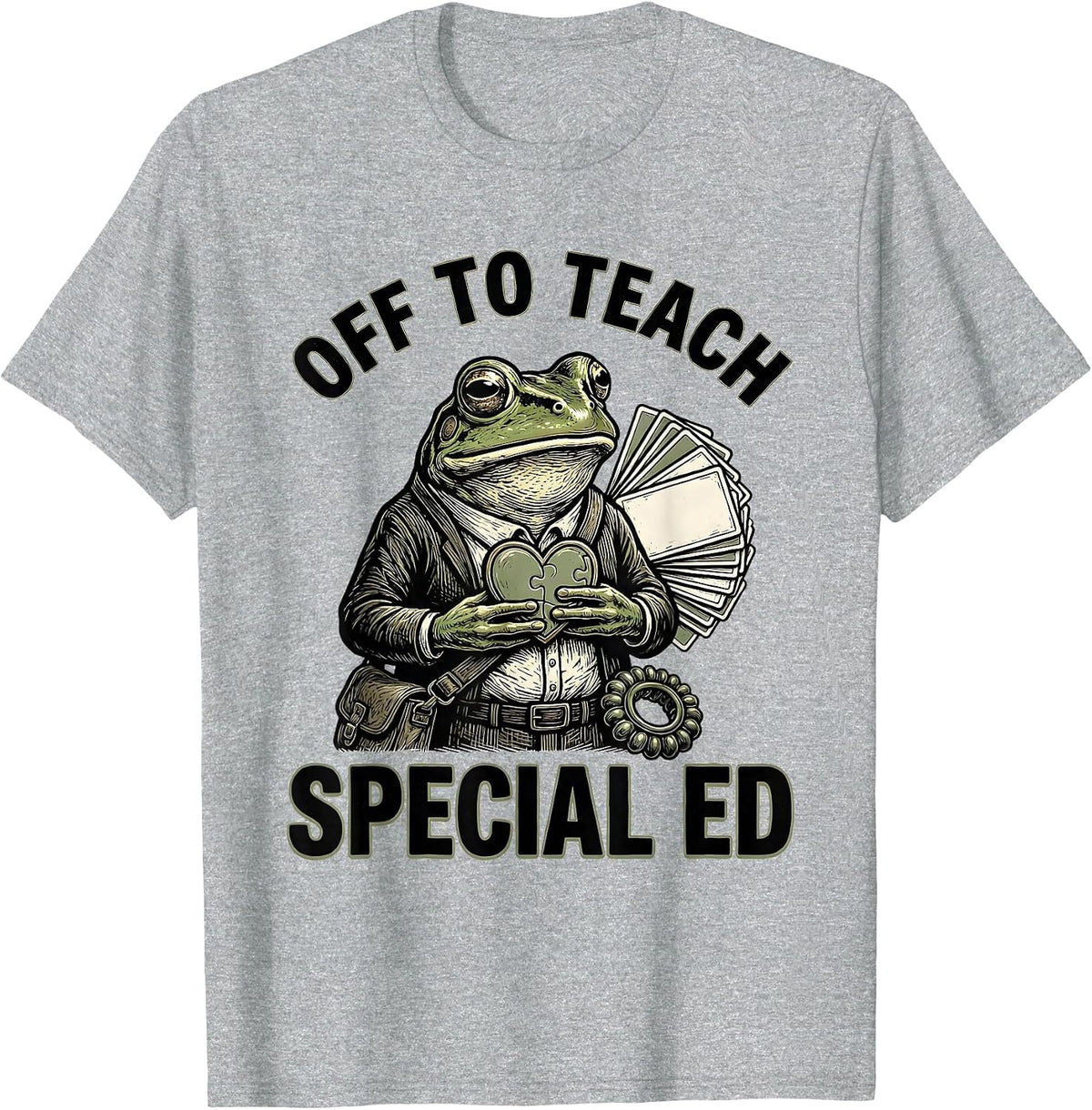 Men's Off To Teach Special Ed Funny Teacher Frog Back To School T-Shirt - Heather Grey