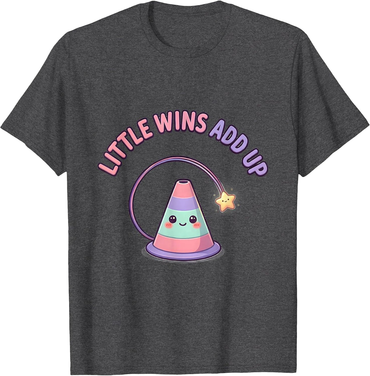 Little Wins Add Up Cute Kawaii Occupational Therapy OT PT T-Shirt - Dark Heather Grey