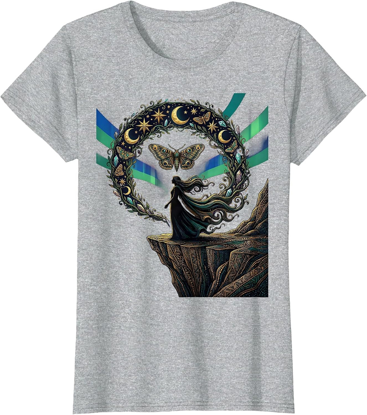 Autism Aurora Borealis Cliff Watching Design T-Shirt - Heather Grey