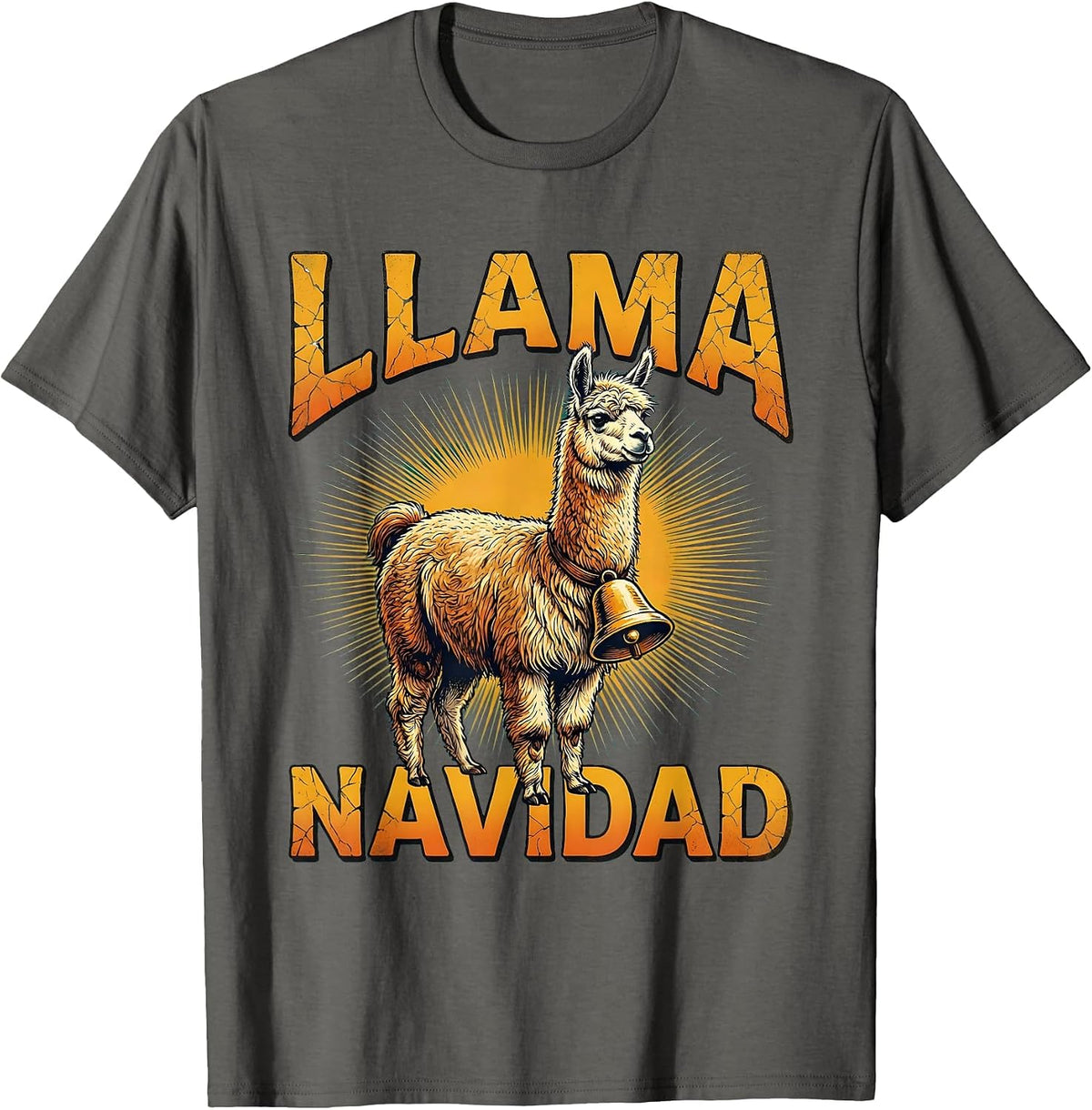 Llama Navidad Funny Llama Christmas Animal Lover Gift T-Shirt - Asphalt Grey