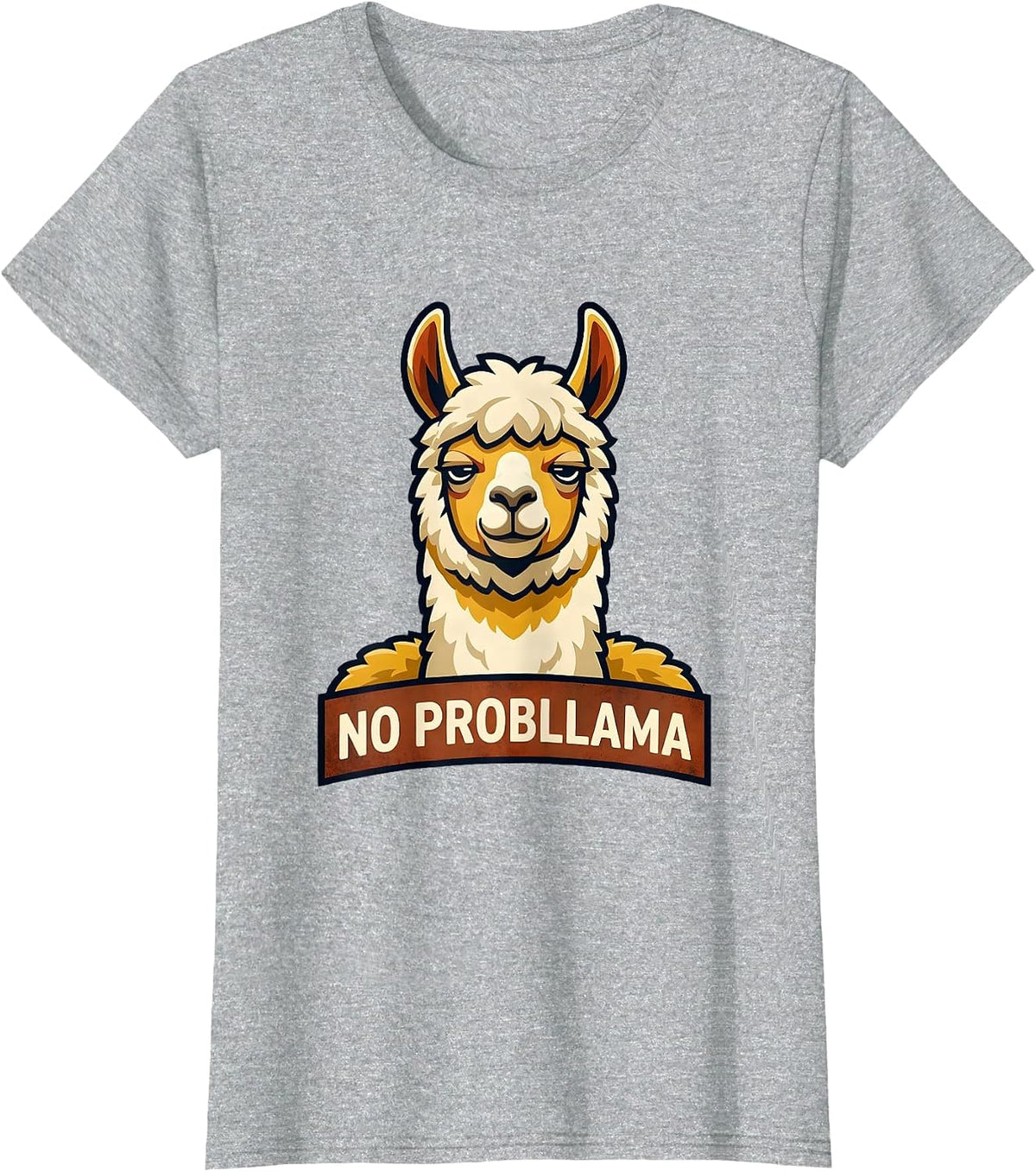 No Probllama Funny Llama Alpaca Novelty Humor Gift T-Shirt - Heather Grey