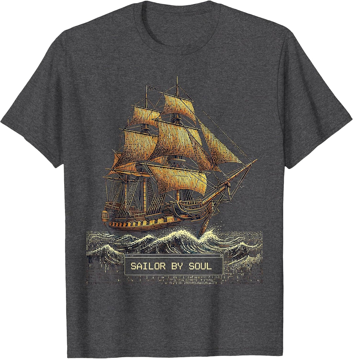 Sailor By Soul Nautical Spirit Design T-Shirt - Dark Heather Grey