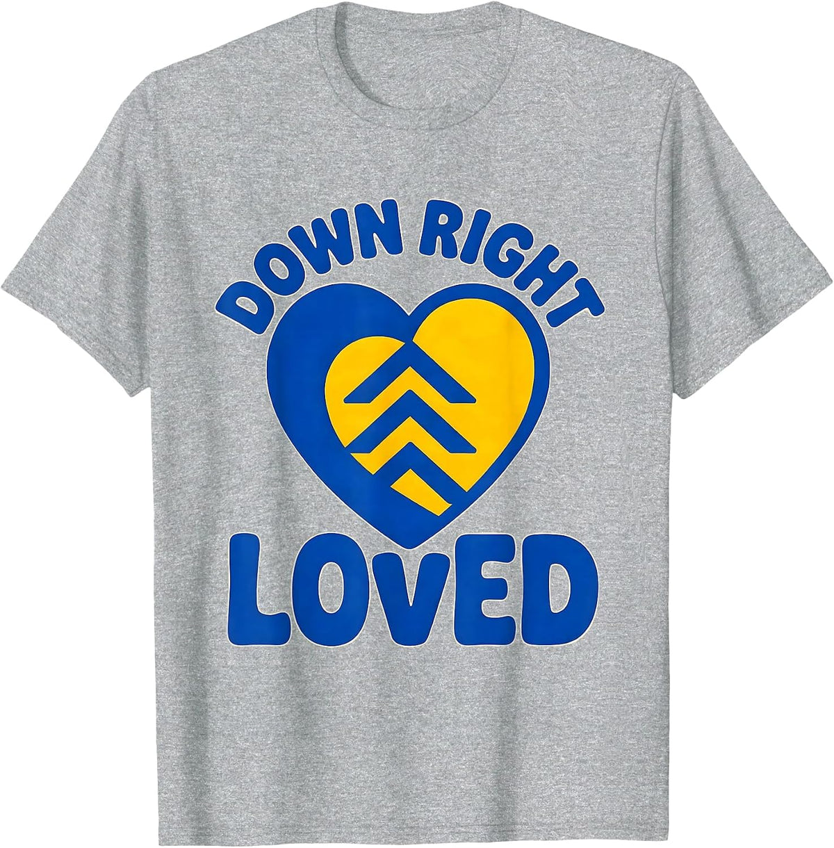 Men's Down Right Loved Heartfelt Down Syndrome Awareness Family T-Shirt - Heather Grey