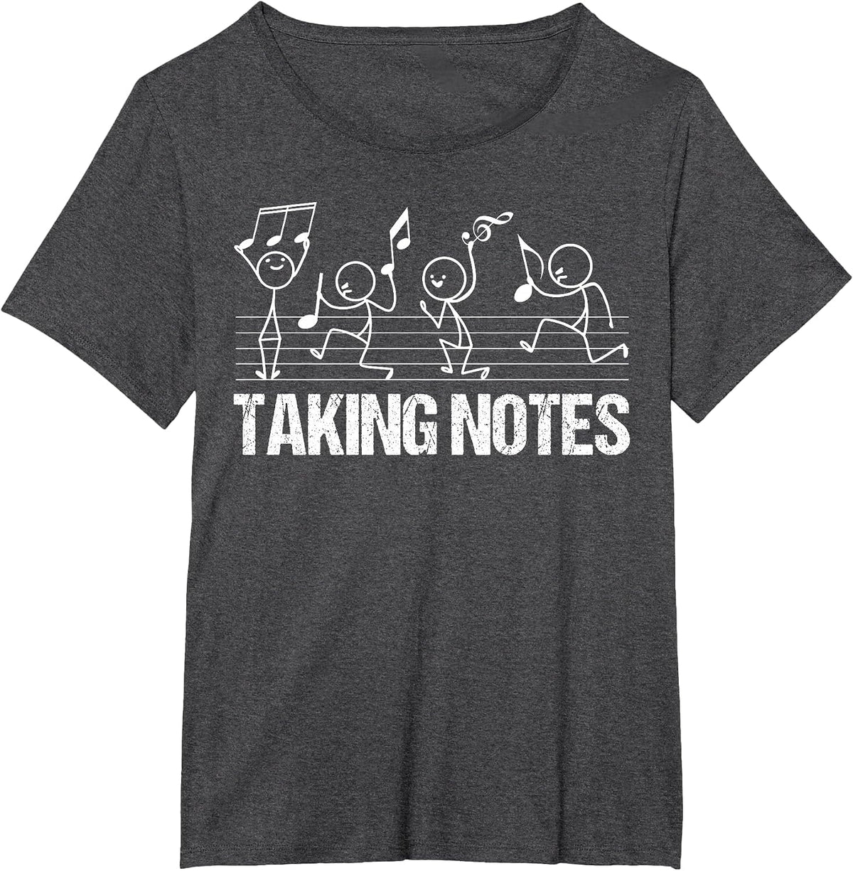 Retro Vintage Musical Taking Notes Teachers Funny Music Love T-Shirt - Dark Heather Grey