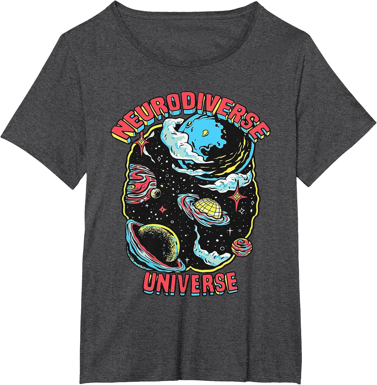 Neurodiverse Universe Neurodiversity Embrace ADHD Autism ASD T-Shirt - Dark Heather Grey