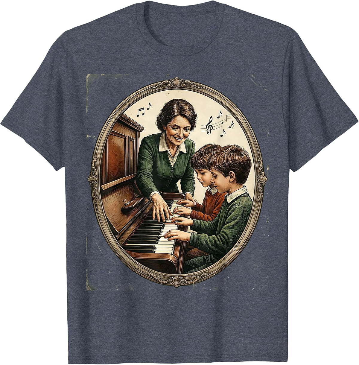 Vintage Piano Teacher Classroom Music Education T-Shirt - Heather Blue