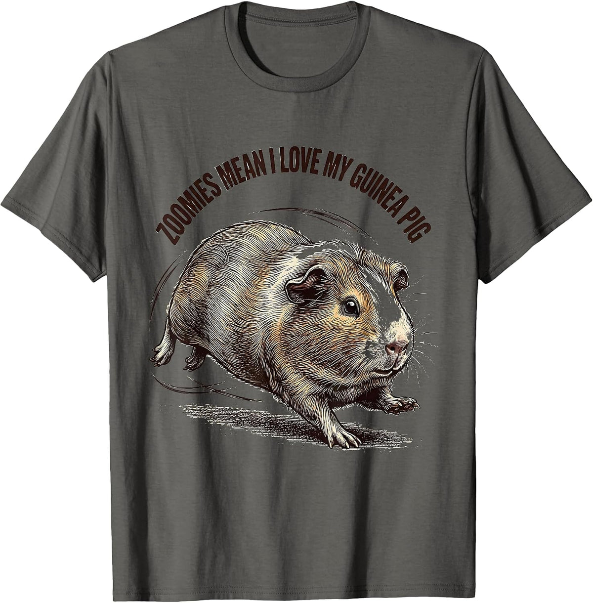 Zoomies Mean I Love My Guinea Pig Funny Cavy Lover Pet Owner T-Shirt - Asphalt Grey