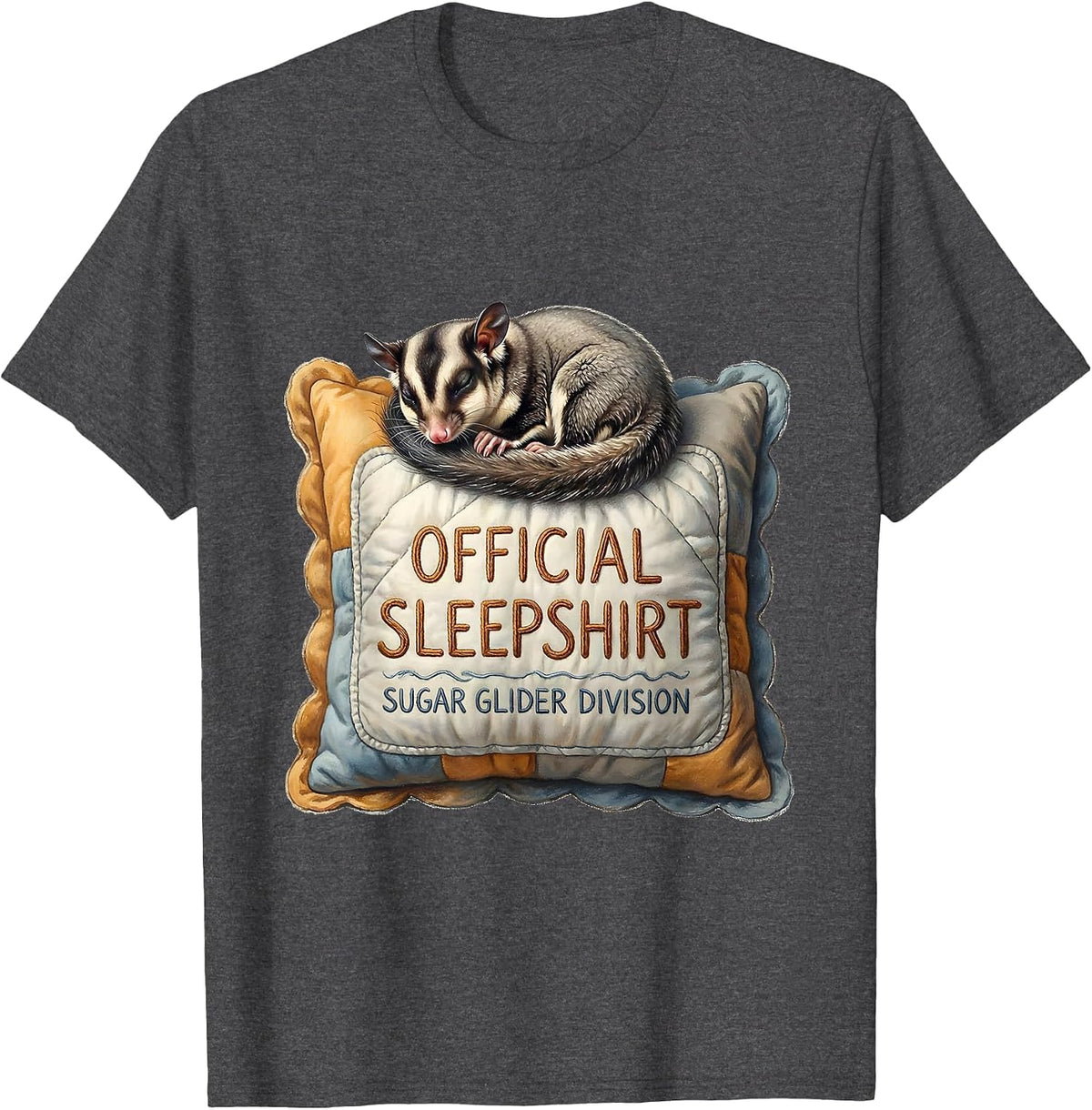 Men's Official Sleepshirt Sugar Glider Division Animal Lover T-Shirt - Dark Heather Grey