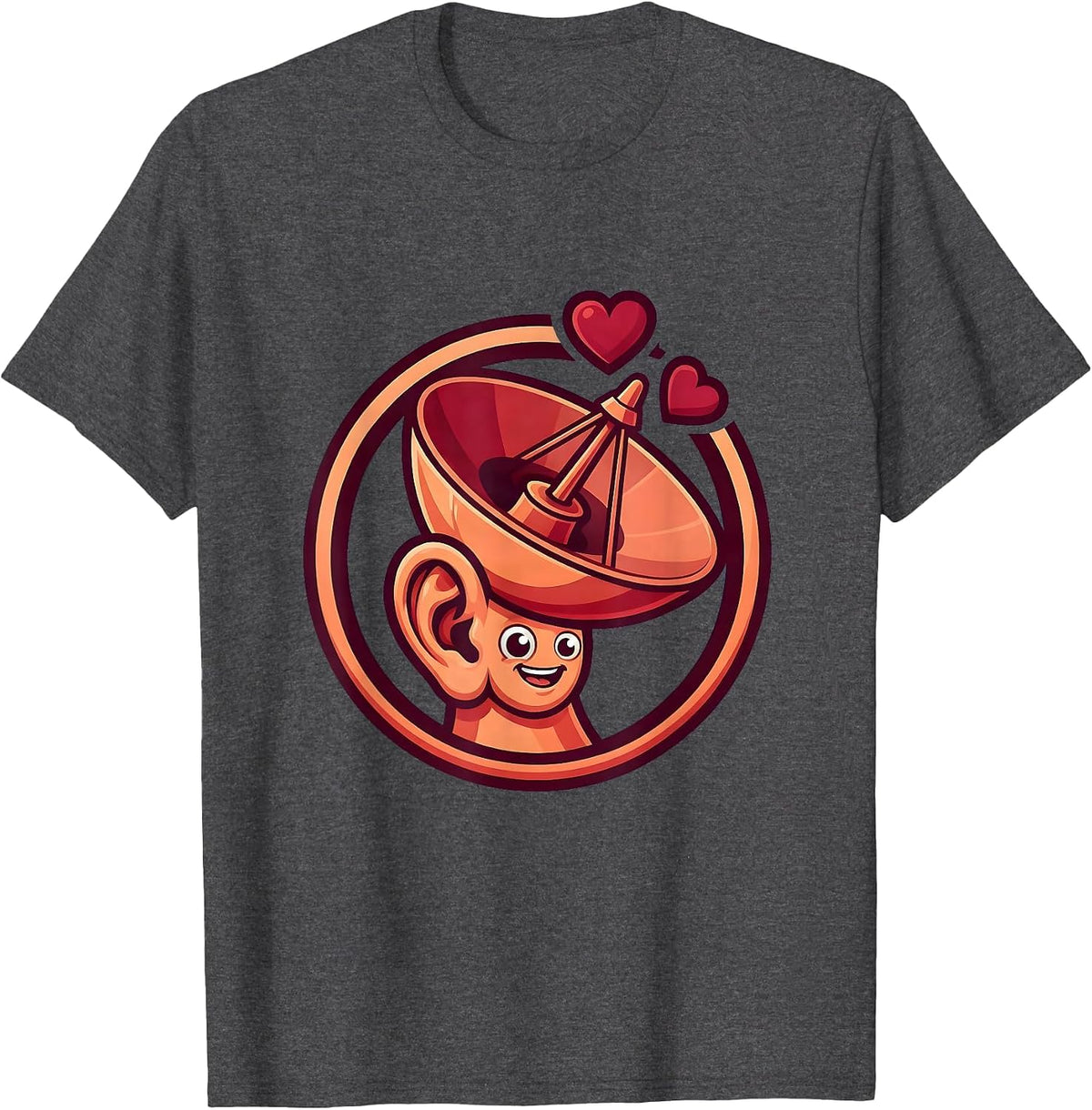 Men's Rizz Em With The Tism Ear Satellite Dish Hearts T-Shirt - Dark Heather Grey