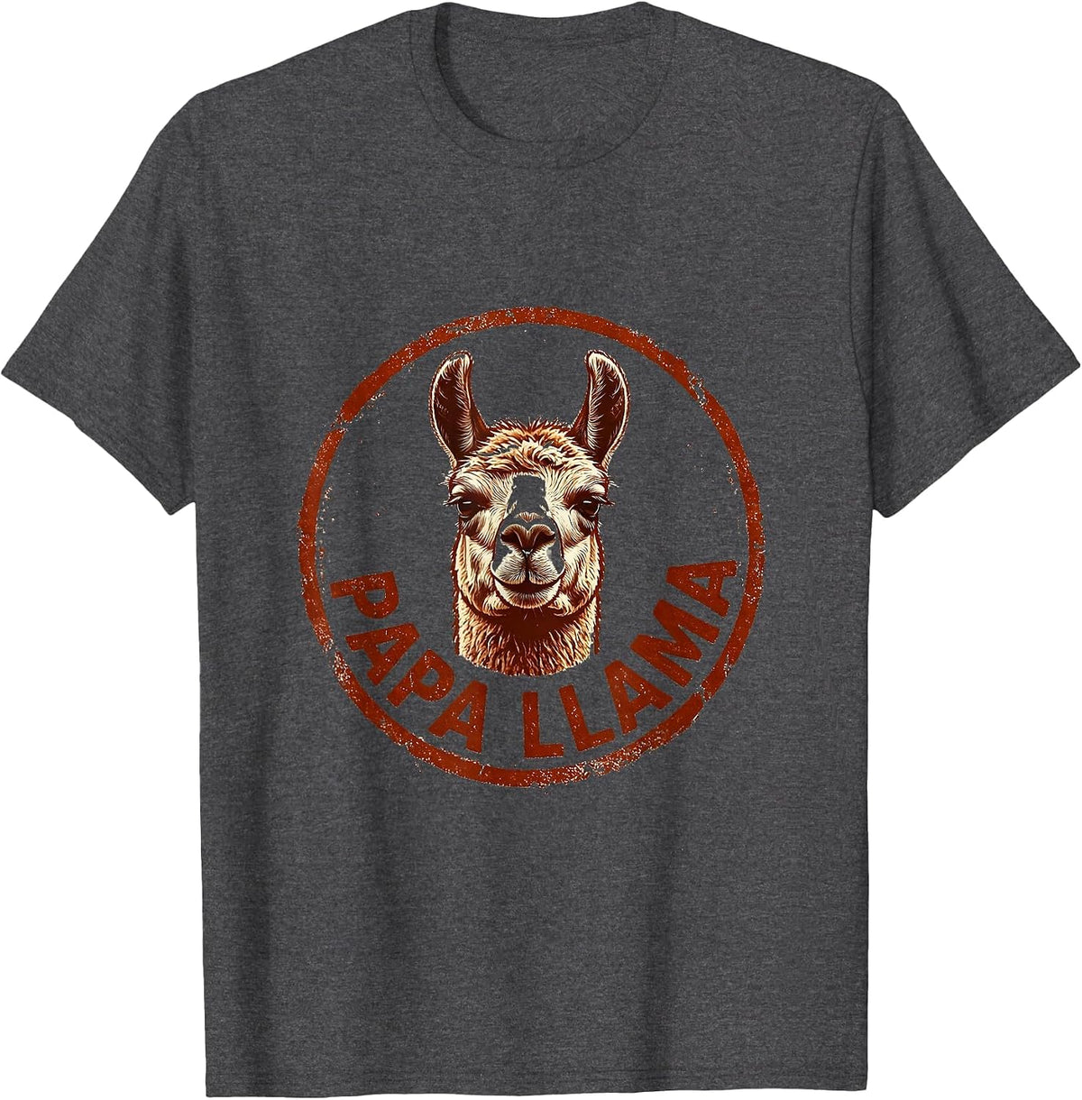 Papa Llama Funny Llama Lover Alpaca Humor Gift T-Shirt - Dark Heather Grey