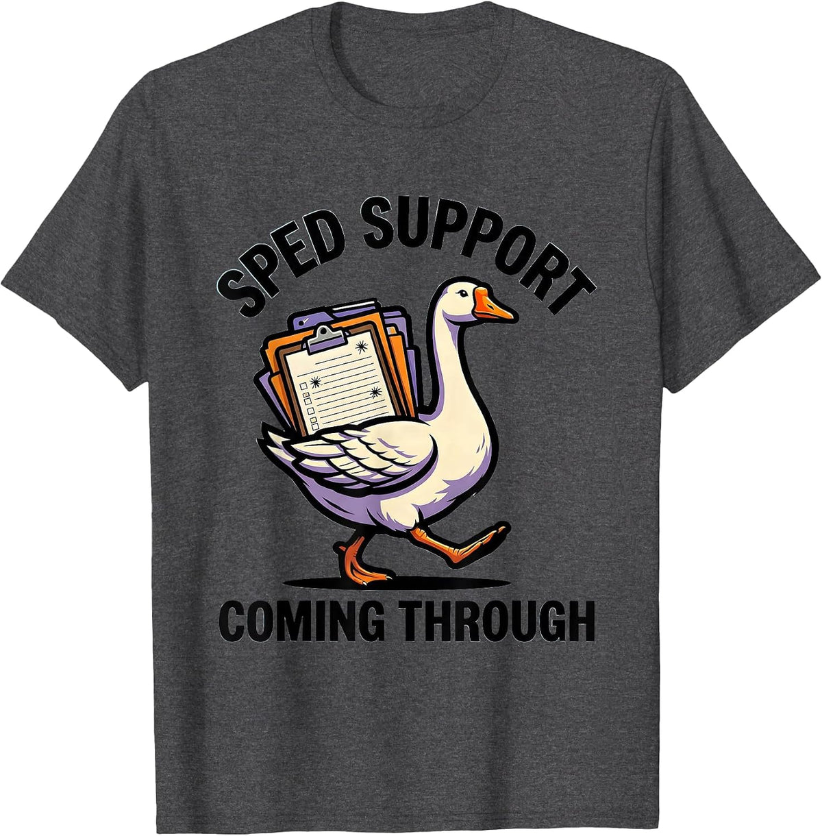 Men's SPED Support Coming Through Funny Special Education Teacher T-Shirt - Dark Heather Grey