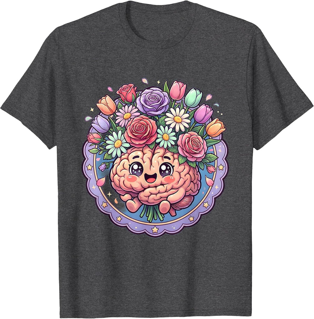 Special Education Floral Brain Bloom Graphic T-Shirt - Dark Heather Grey