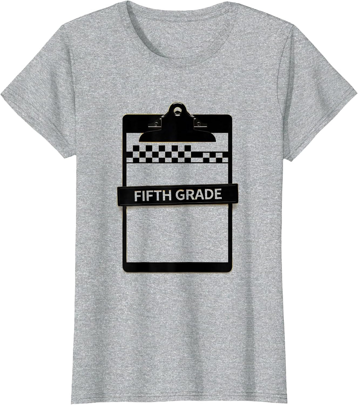 Fifth Grade Retro Checkered Back To School Teacher Girl Kids T-Shirt - Heather Grey